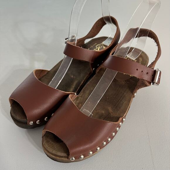 Lotta From Stockholm Shoes - Lotta From Stockholm Brown Leather Wooden Clog Sandals Women’s EU 36 US 7